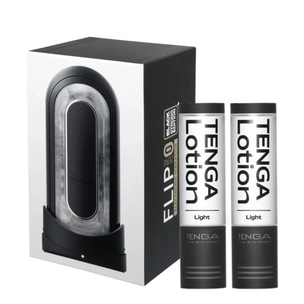 TENGA FLIP 0 (ZERO) 黑色電動版 + 2 Hole lotion (黑)